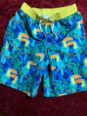 SOL SWIM KIDS Bright Blue Toucan Print Swim Shorts DRAWSTRING  Waistband MESH